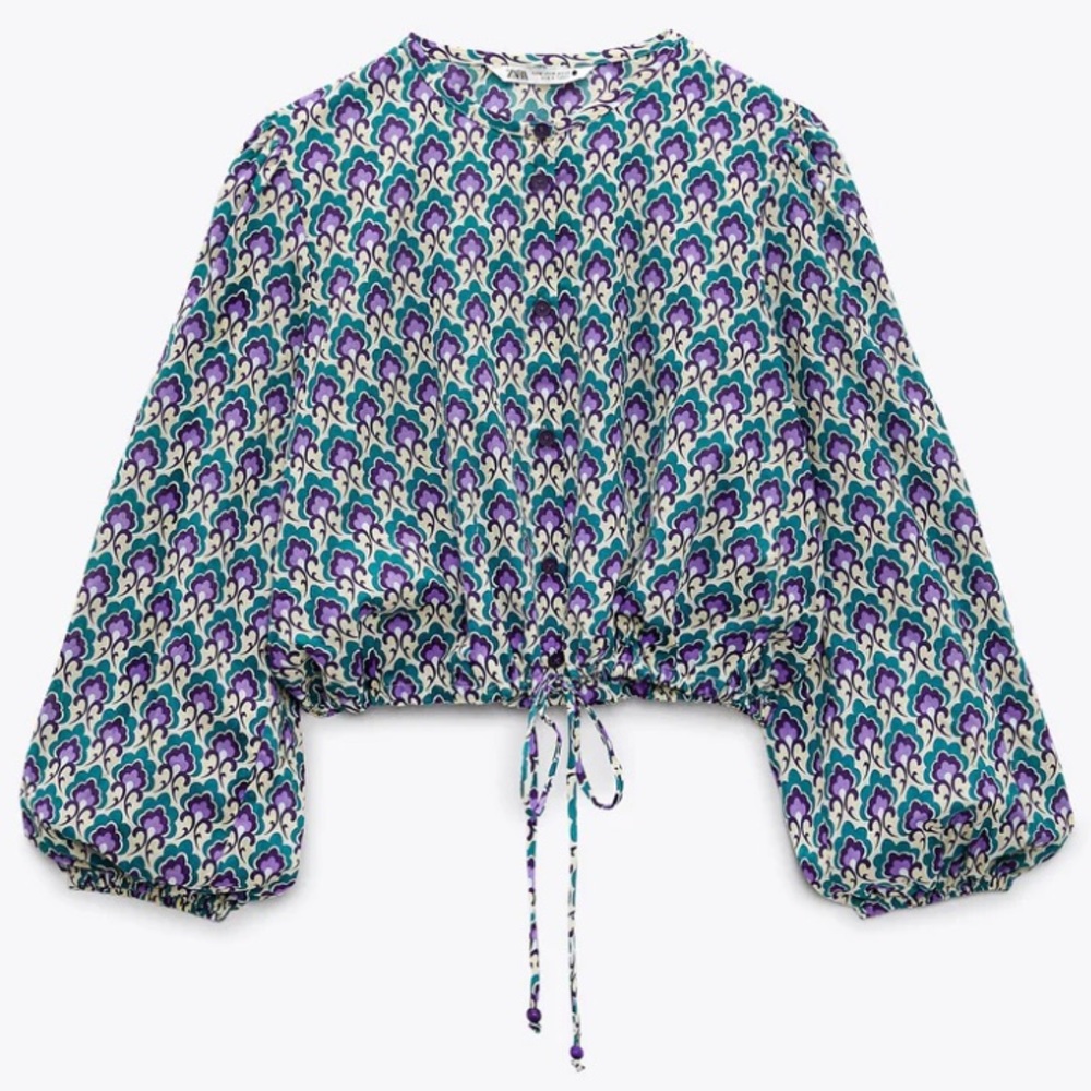 New Zara Printed Floral the Abby Blouse Top